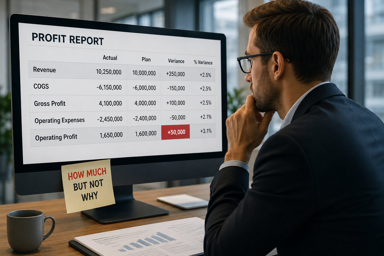 Cover image for A report shows how much profit changed. But to act, you need to know why.